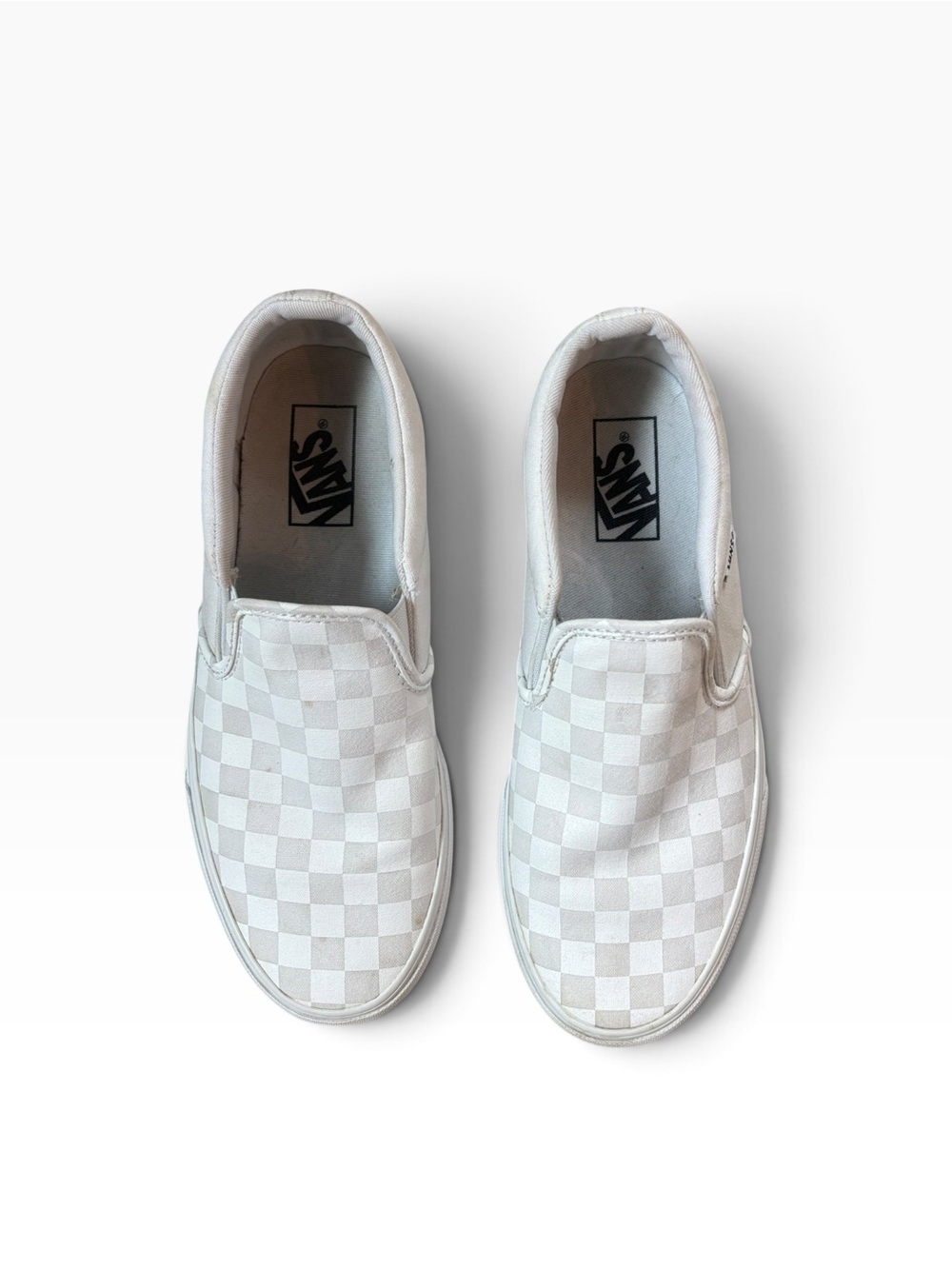Vans Classic Slip-On Checkerboard Shoes White Cream Men’s Size 7